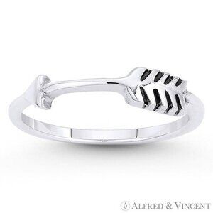 Arrow & Quill Archery Charm Stackable Ring in .925 Sterling Silver - Size 10